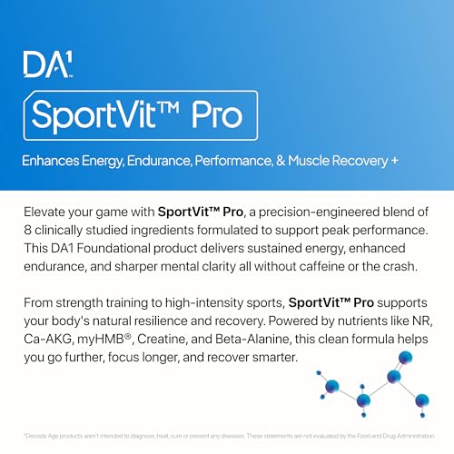 Image of Decode Age SportVit Powder | Pure Caffeine-Free Pre-Workout | 8-In-1 Formula with NR, myHMB, Creatine, Electrolites | Boost Stamina, Strength & Recovery 14 Serving | 175g