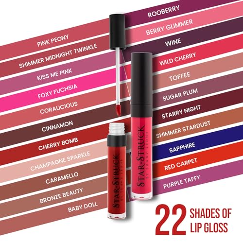 Image of STARSTRUCK BY SUNNY LEONE Glossy Liquid Lip Color, Purple| Highly Pigmented, Hi-Shine & Non-Sticky Formula | Lip Gloss For Girls, Women | Wine