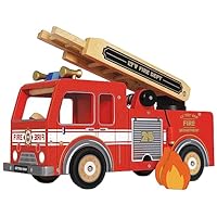 Le Toy Van - Pretend Play Wooden Fire Engine Toy Truck Vehicle Play Set Includes Firefighter Figure and Accessories | Fireman Playset For 3 Year Olds +
