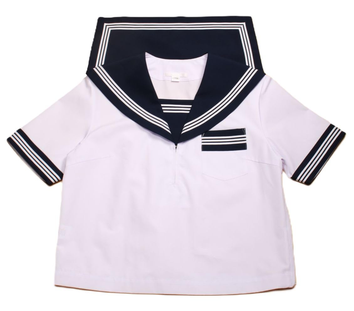 Amazon.co.jp: 『HELLO STUDENT 学生服』夏用セーラー服, 半袖, 白×紺