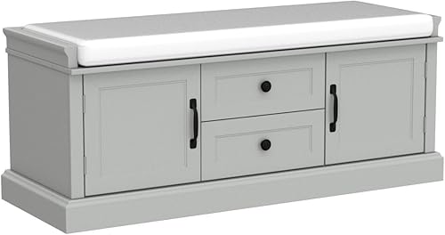 Miniatura 71 de Merax Banco de entrada de WOD sólido de granja con cojín de asiento, gabinetes multifuncionales de almacenamiento de zapatos para pasillo, sala de