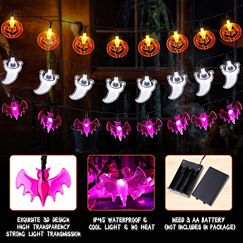 YUNLIGHTS Halloween String Lights, 3 Packs Battery Operated Halloween
