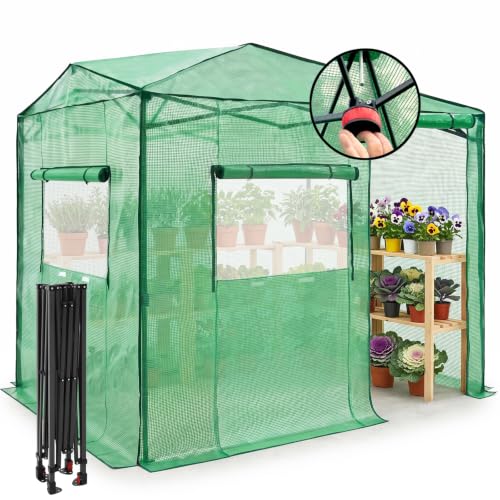 EAGLE PEAK 6x8 Easy Setup Pop Up Greenhouse, Side Door Design, Clear/Green