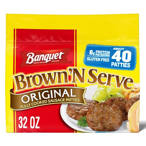 Banquet Brown'N Serve Oiginal Fully Cooked Sausage Patties, Frozen Breakfast, 32 oz.