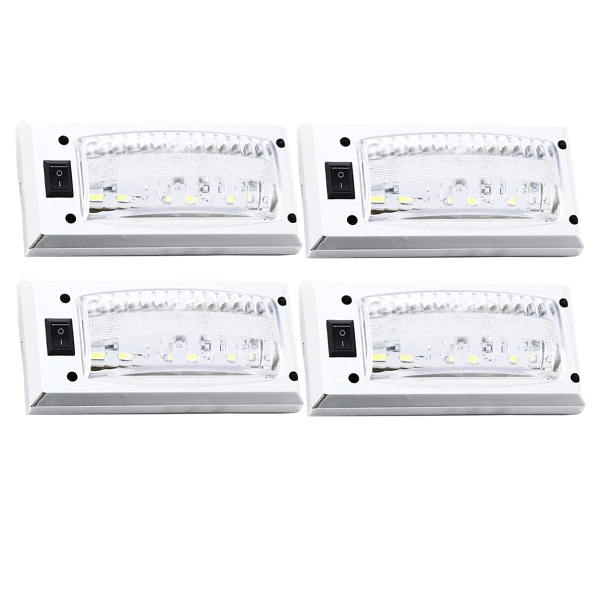 JUTTAUTO LED Interior Spot Roof Light, 12V/24V 12LEDs Ceiling Lamp, with ON/OFF Switch, Universal for Truck Camper Van Caravan Boat Motorhome Campervan Reading Dome Light (4Pcs)