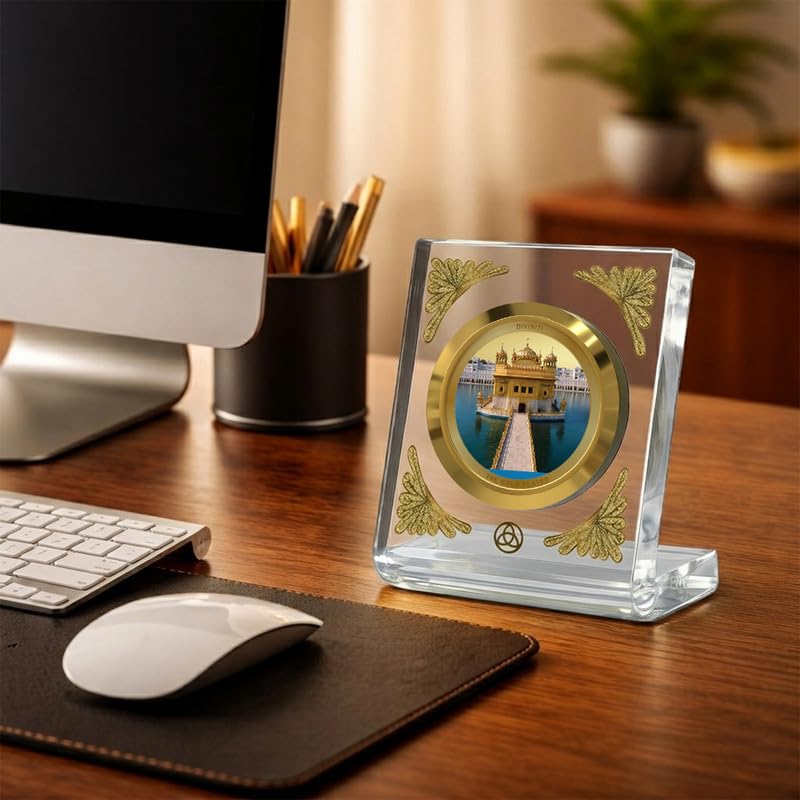 Image of DIVINITI 24K Gold Plated Religious Car Dashboard Frame | Premium God Idol Frame for Car, Home Mandir & Office Table | Spiritual Gift, Decorative Showpiece