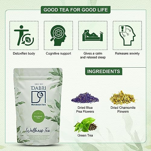 Image of Dabri Calming Tea 100gm Pouch|Rich in Antioxidants|Pure Natural Taste|Supports Cognitive Health|Detox Tea|Relieves Anxiety & Tension|Herbal Blend for Stress Relief & Inner Balance