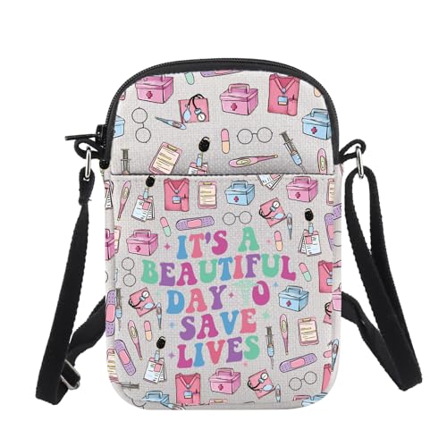 CHOORO Nurse Shoulder Bag It's A Beautiful Day To Save Lives Crossbody Bag Doctor Gift Registered Nurse Gift Med Student Gift