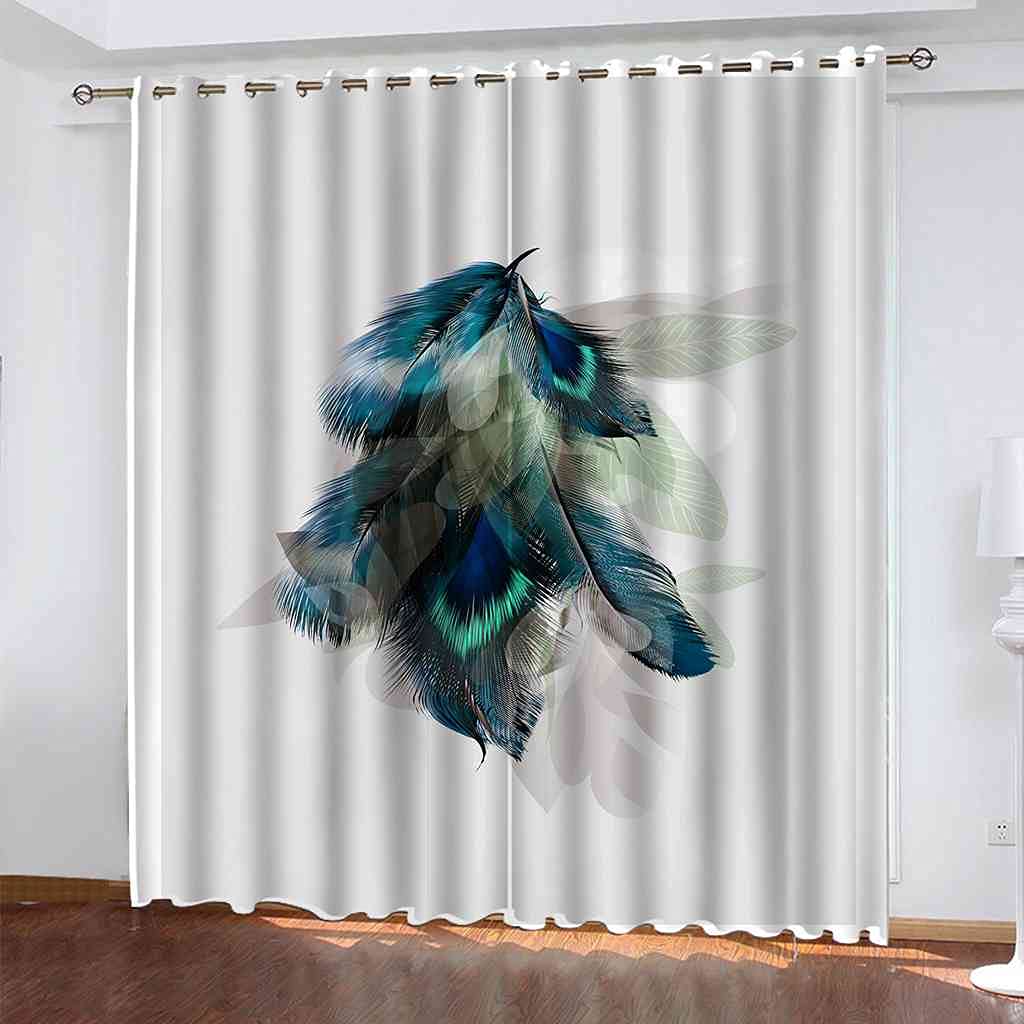 Rideau isolant thermique et phonique bleu canard occultant 3D pour chambre d'enfant