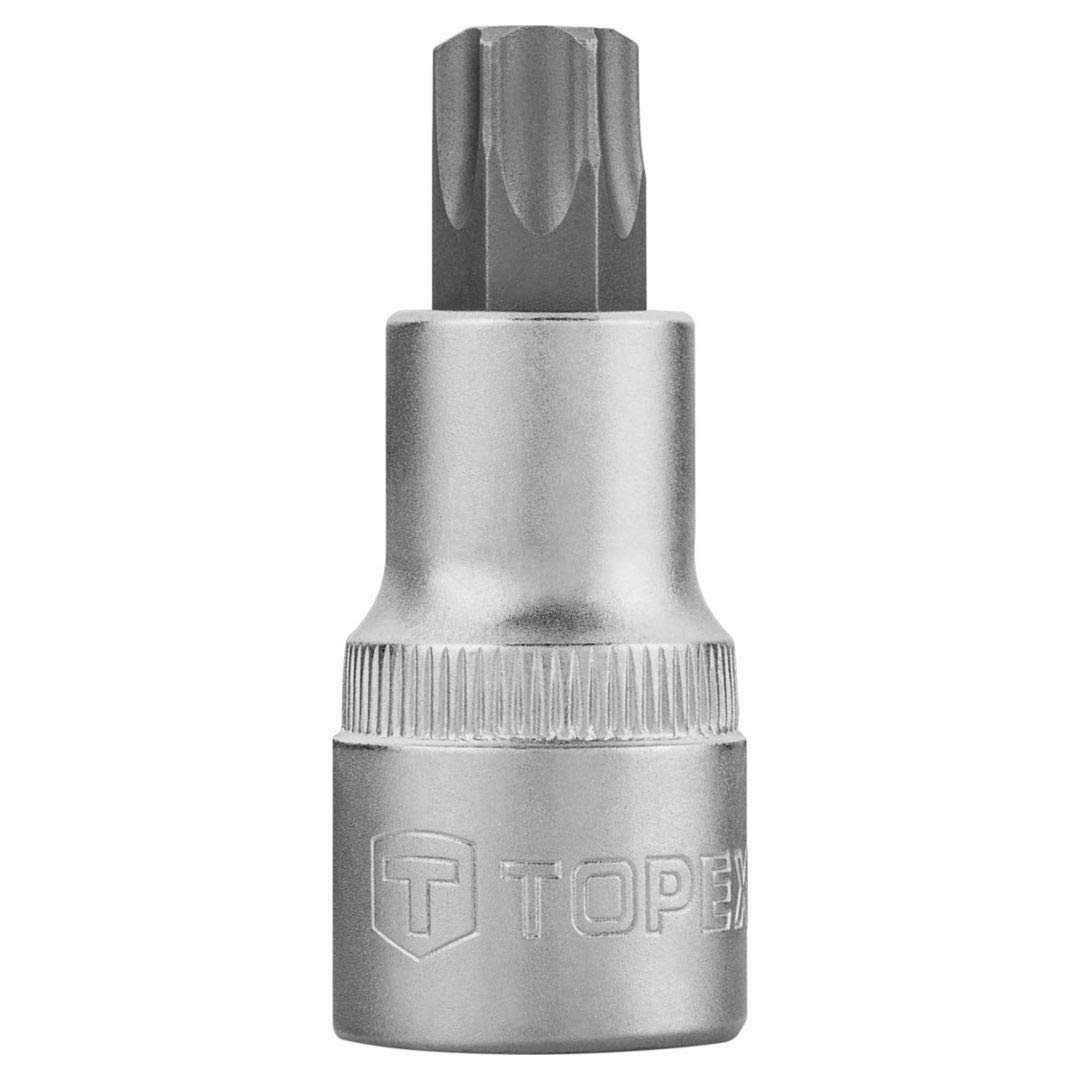Topex 1/2 Inch Socket with Hexalobular T55 CRV Socket Spanner Nut Multi-Tooth Wrench
