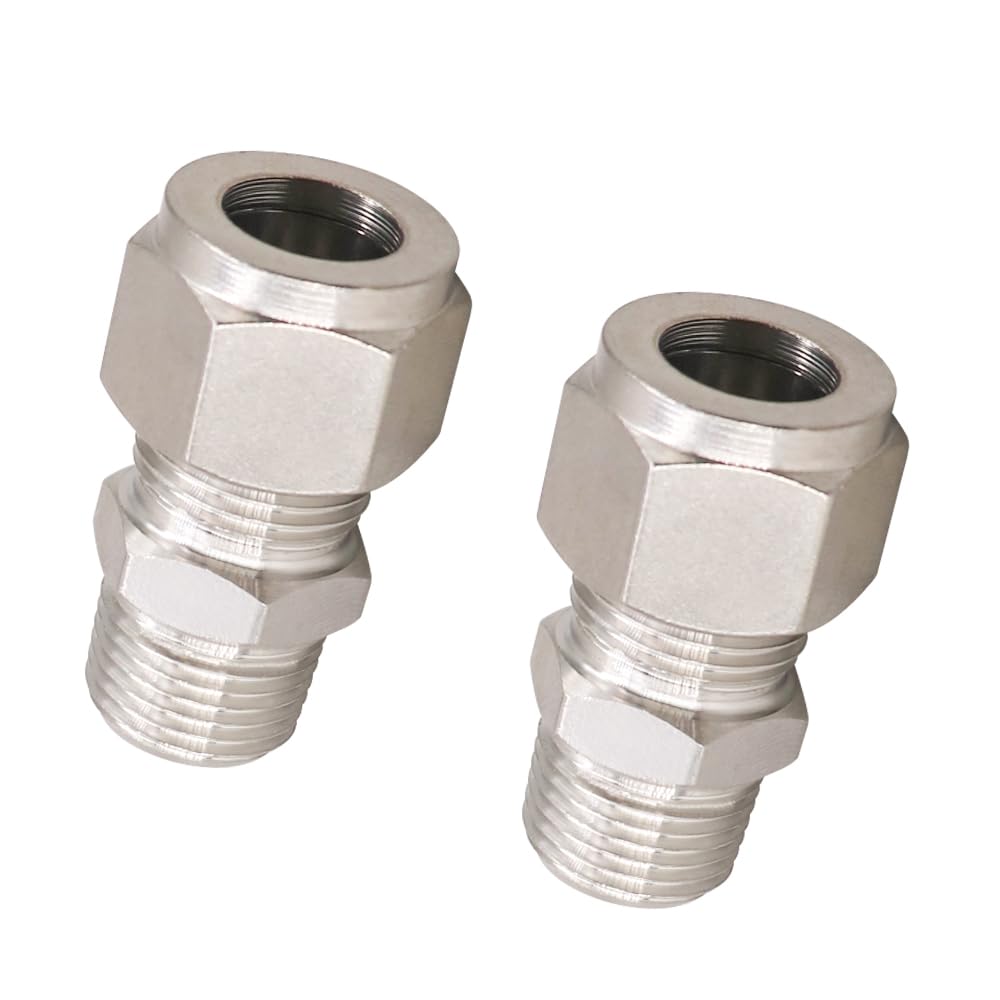 3/8 Compression Fitting, Stainless Steel 304 Tube Fittings,2 Pcs