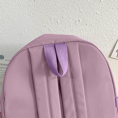 College Style Backpack, For Women Korean Version Student Bag, Nylon Cloth Large Capacity Backpack (Purple)2