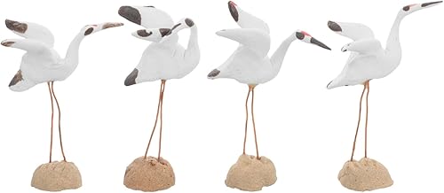 4 piezas de estatua de grúa en miniatura de cerámica, figuras de pájaros, esculturas de grúa, modelo de grúa, estatua de pájaros falsos, decoración