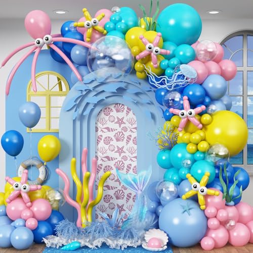 Kit d'arche de ballons sous la mer pour décorations de fête d'anniversaire thème océan
