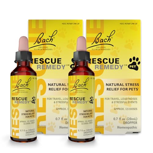RESCUE Remedy Pet Dropper - 20mL Pack of 2 - Stress & Tension Support for Dogs & Cats with Bach Natural Flower Essences - Sedative-Free Homeopathic Liquid Formula - for All Breeds Ages & Weights