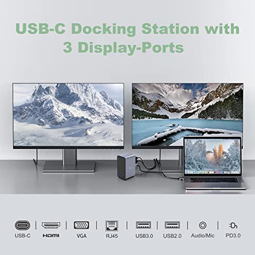 Laptop Docking Station Dual Monitor For Macbook Pro/Air, 13-In-2 Dual Display Usb C Docking Station For Mac, With 2 4K Hdmi Ports, Usb 3.0, Vga, Pd 3.0, Rj45 Ethernet, 3.5Mm Audio Mic Plug And Play #TOP1