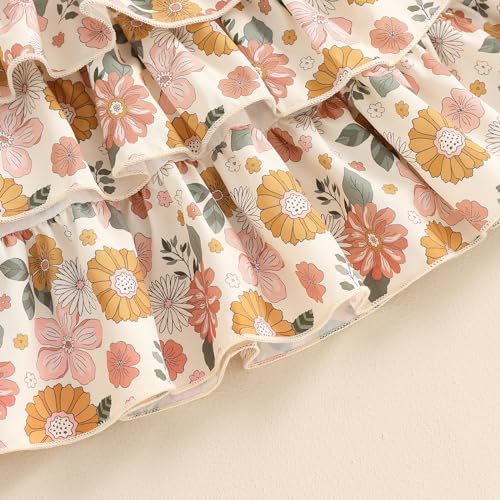 Image of Toddler Baby Girl Summer Clothes Kids Short Sleeve Solid T-Shirt Ruffle Daisy Skirts Overalls Dress Outfit 18M-6T