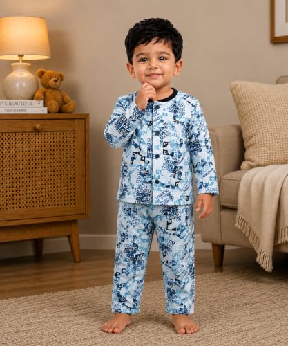 Image of 3BROS BodySuit /Dress for Boys /Girls Full Pajama & Casual Full Sleeves Night Suit Top Combo Kids Set