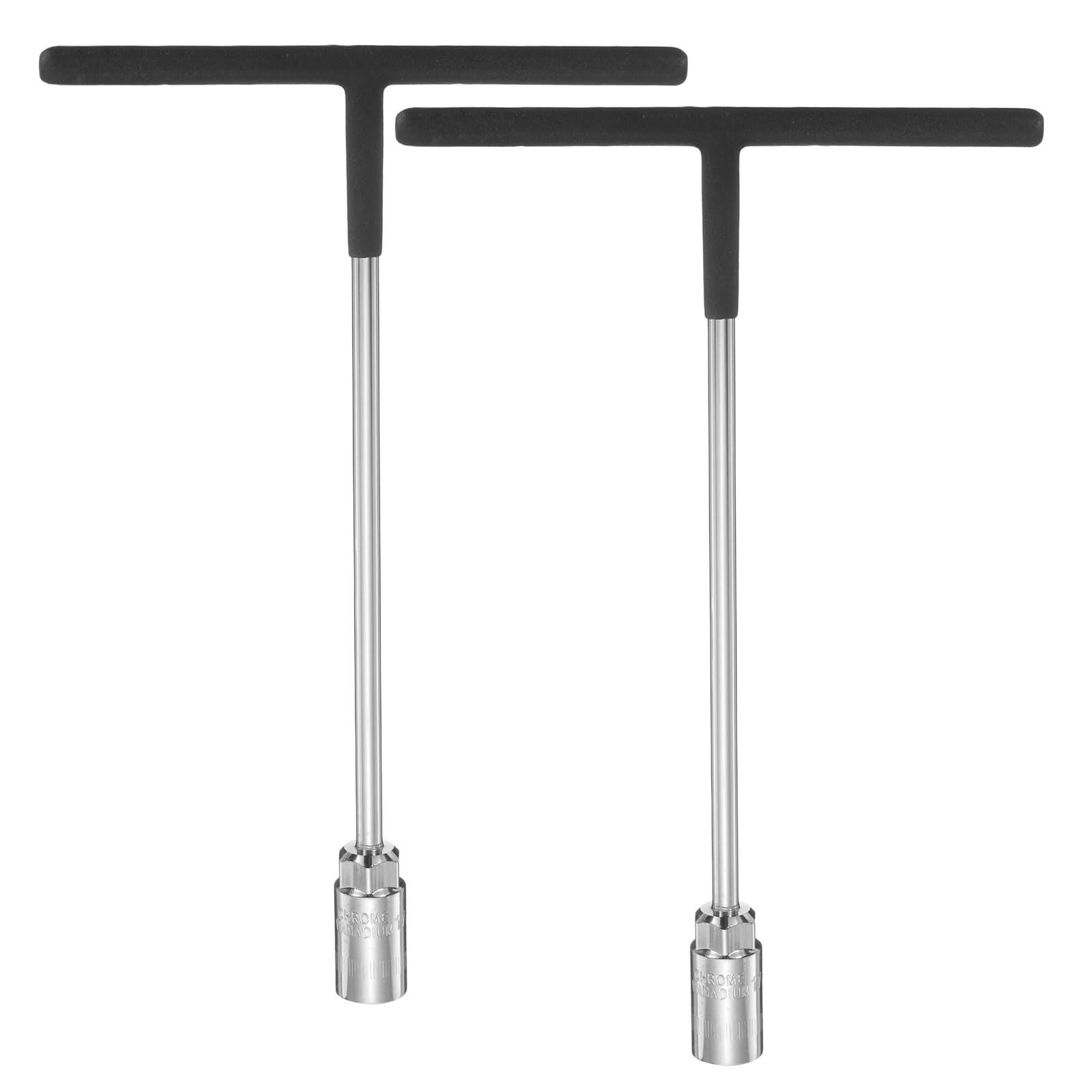 sourcing map 2pcs T-Handle Socket Wrench 15mm Metric High Carbon Steel 6-Point Hex Hexagon T-Shape Spanner with Non-Slip Handle for Motorcycle Vehicle Car Bicycle Repair