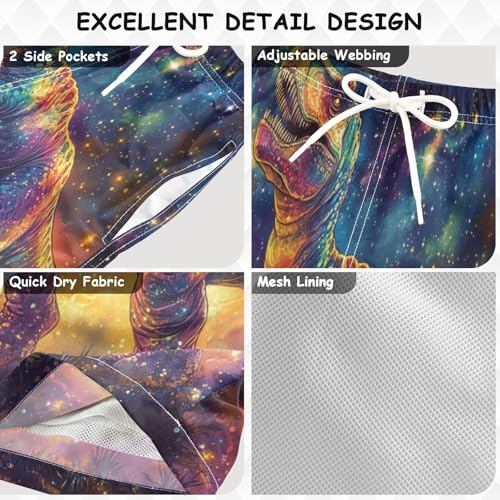 Pigsaly Boys' Swim Board Shorts Cute Colorful Magic Space Stars Rainbow Dinosaurs Boy's Swim Trunks Kids Swimwear M3