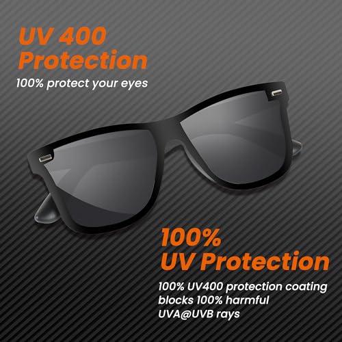 FANGOR Sunglasses Men Polarized Sunglasses for Men and Women, Black Retro Sun Glasses Driving Fishing UV3