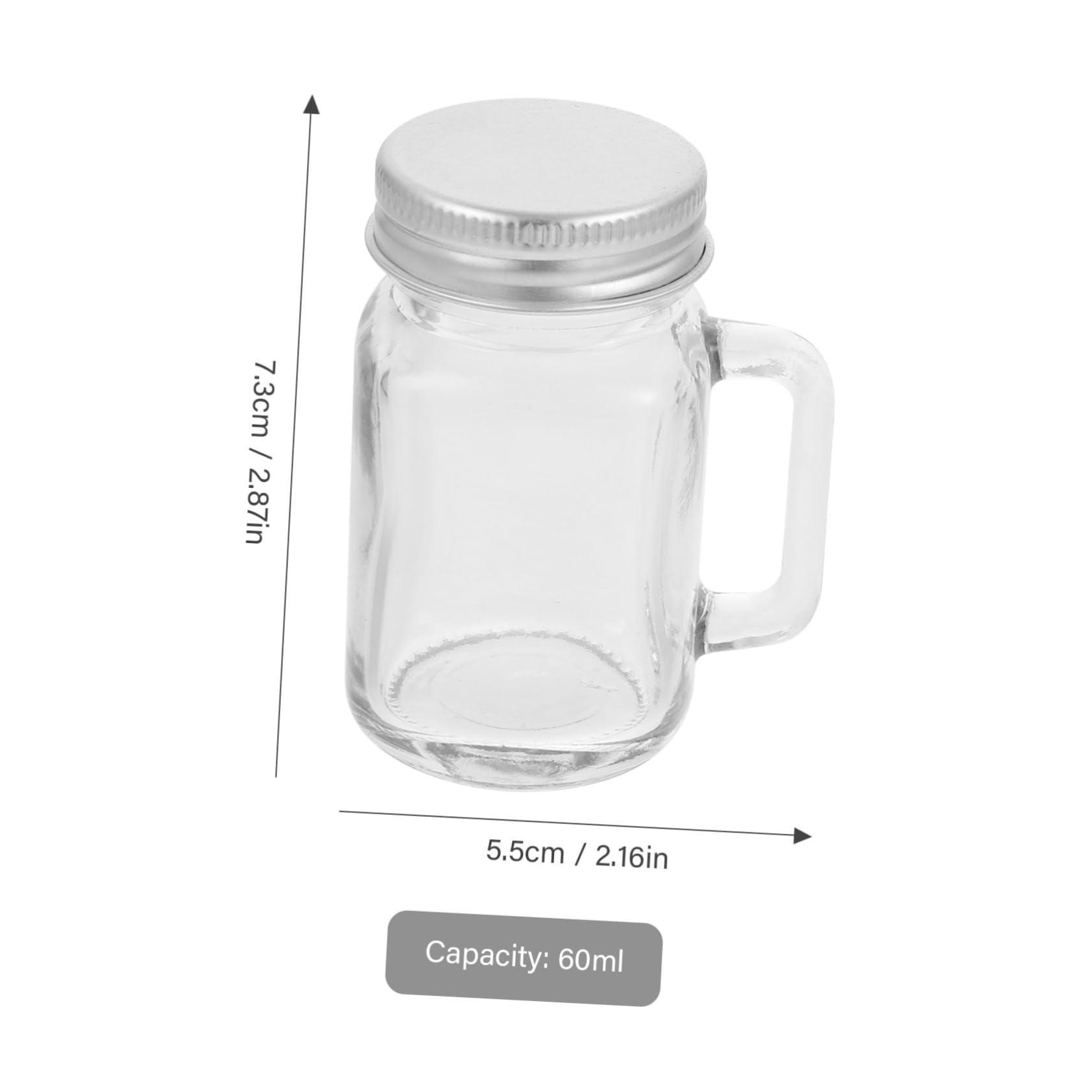 16 Stück Kleine Glasbehälter mit Henkel und Deckel 60ml Wiederverwendbare Vorratsgläser aus Glas für Marmelade Kerzen und Anlässe