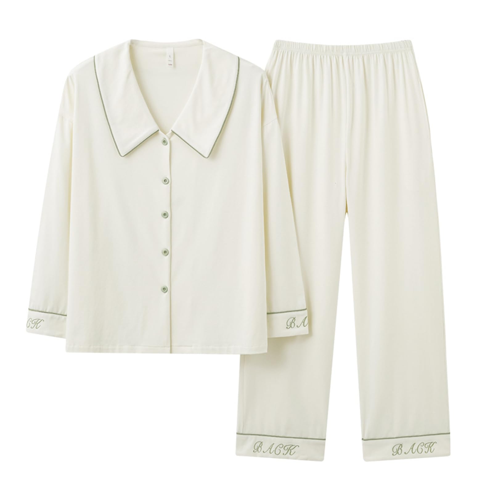 Conjuntos de Pijamas de Mujer Traje de Pijama de Manga Larga de algodón Ropa de Dormir de 2 Piezas Súper Suave Cómodo con Botones Conjunto de Dormir Ropa de Estar por casa