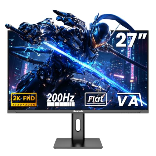 Image of Gawfolk 27 Inch Gaming Monitor, 200Hz FHD Flat Monitor with Speakers | 16:9 VA Panel 1ms, 72% NTSC, FreeSync, VESA Mountable Gaming Monitor