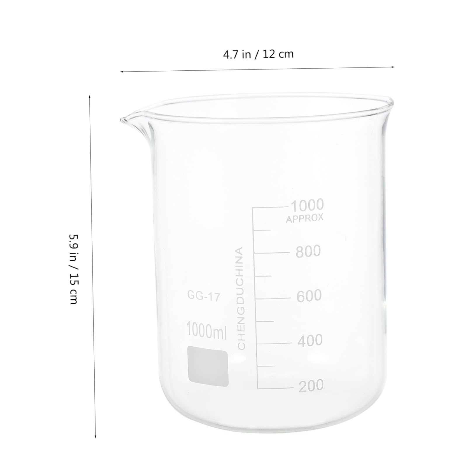 Vasos Medidores Resistentes al Calor de Vidrio de Borosilicato Ligeros Juego de 5 y Fáciles de Limpiar para Experimentos Científicos y Clases de Química