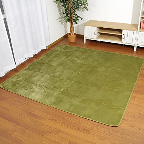 抗菌防臭 洗えるラグカーペットサイズ:200×250cm カラー:グリーン カバー ホットカーペットカバー対応可 裏面:ドッドタイプ滑り止め加工