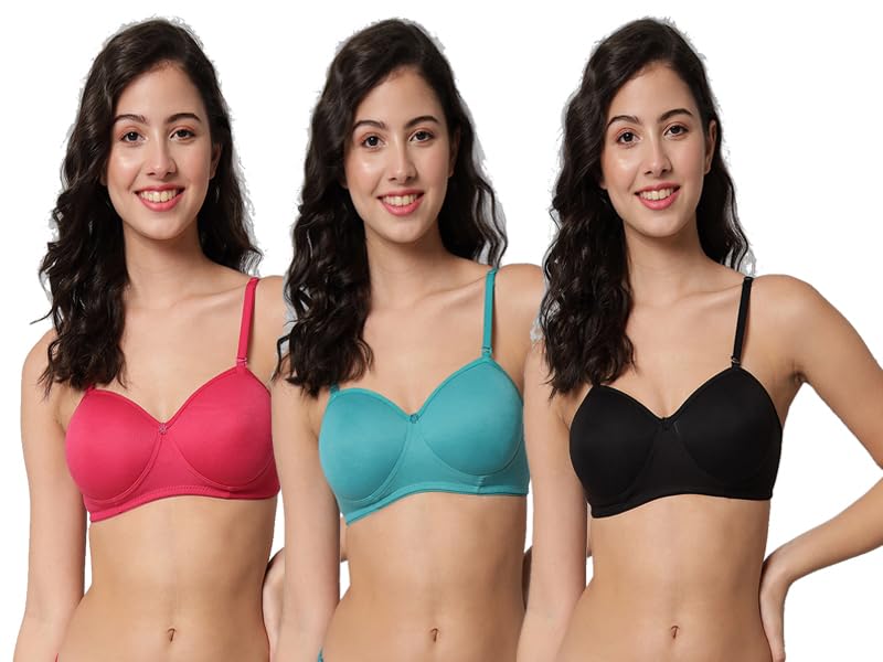 spunn Women's Cotton Blend Light Padded Wirefree T-Shirt Bra Combo-picture-45
