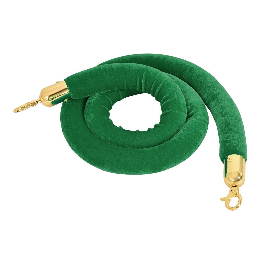 MERIGLARE Corde de Poteau élégante En Velours avec Crochets Polis - Corde de Queue de Qualité Supérieure (1 Pièce, Crochets Argentés), Vert, 59,0 pouces