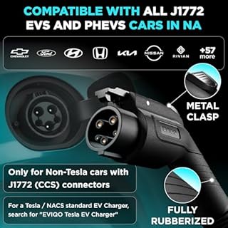 EVIQO Level 2 EV Charger 40 Amp - 9.6 kW 240V Wall Home EV Charger Level 2, NEMA 14-50 Plug, J1772 Connector with 7.6m Charging Cable - Enhanced Wi-Fi & Smart App – UL, ETL Certified EVSE – GEN 2