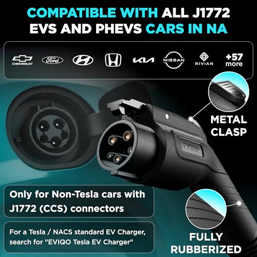 EVIQO Level 2 EV Charger, 40 Amp, J1772 for Non-Tesla EVs, 7.6m Cable, WiFi (2.4GHz) Smart App, Weatherproof Indoor/Outdoor (IP66, NEMA 4), UL & ETL Certified, NEMA 14-50 Plug-in 240V, 9.6kW by EVIQO - Image 4