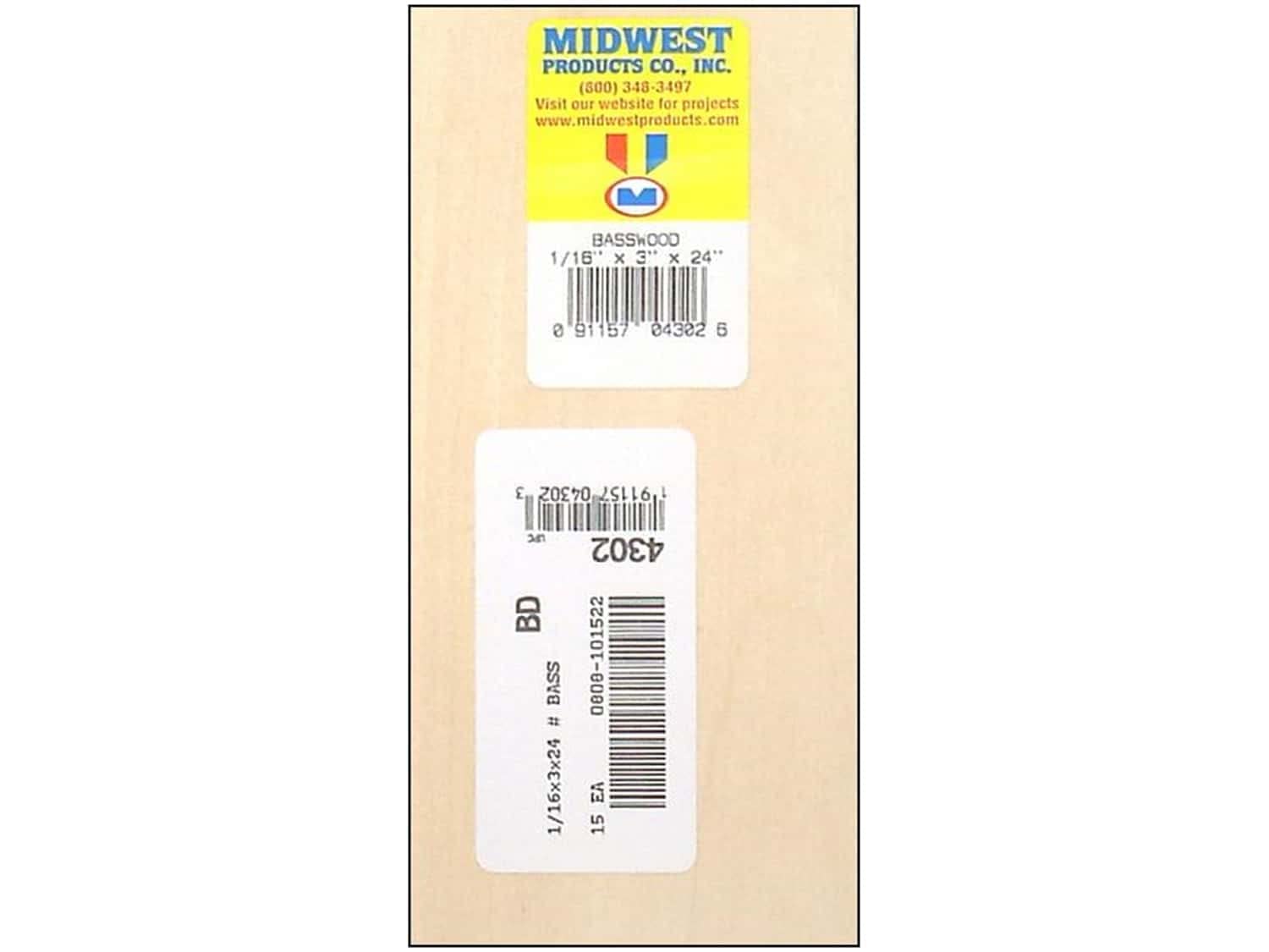 Basswood, 1/16 x 3 x 24-In.