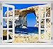 Produktbild wandmotiv24 3D-Wandsticker Blaues Fenster Gozo, Design 03, 120x94cm (BxH), Aufkleber Wand-deko, Wandbild, 3D Effekt, Fenster, Mauer, Wandaufkleber, Sticker M0288
