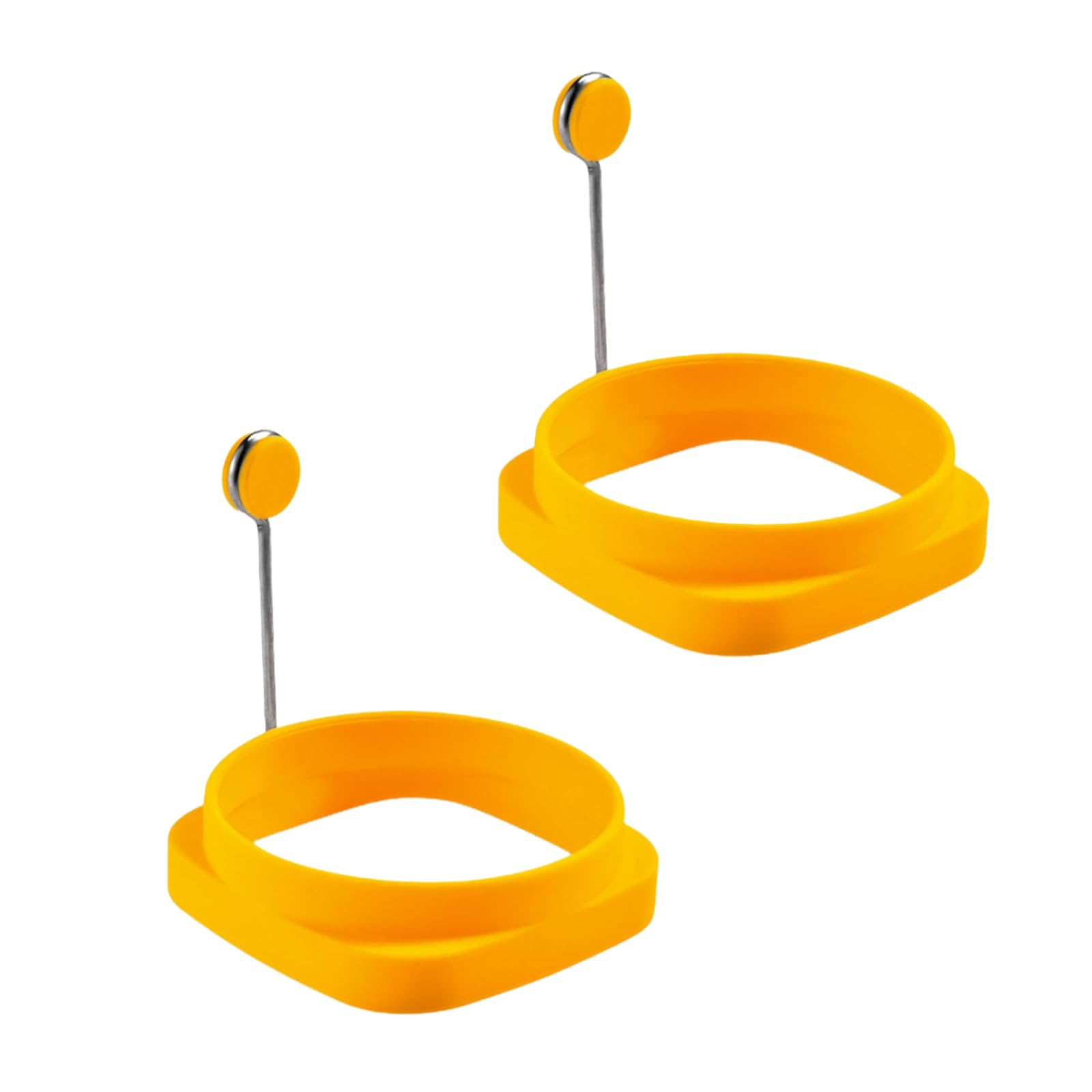 2 Pcs Yelleow Fried Egg High Temperature Resistance Flexible Food Grade Double-sided Square Round Egg Fryer Mould for Home Fried Egg Ring，Specialty Cookware，Eggs Poachers