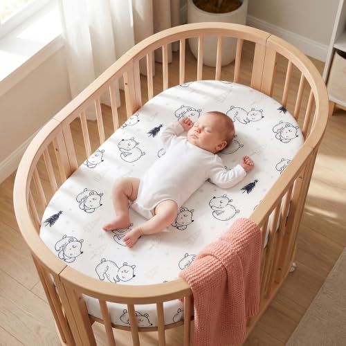 Image of Baby Bassinet Sheets for Baby Boy Girls,4-Pack Fitted Bassinet Sheets Set Compatible with Halo Bassinest Swivel Sleeper,Baby Delight,Angelbliss,32 inchX16 inch (Arctic Circle)