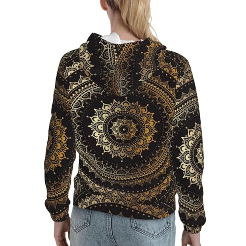 Sweat à capuche femme motif mandala pull ajusté contre le froid