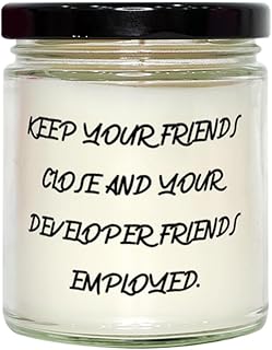 Love Developer Scent Candle, Keep Your Friends Close and Your Developer Friends Employed, Epic for Coworkers from Coworkers, Gag Developer Gift Ideas, Gag Gifts for Developers, Programmer Gag Gifts,