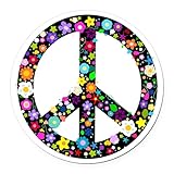 CafePress - Hippie Flowery Peace Sign - Round Car Magnet, Magnetic Bumper Sticker
