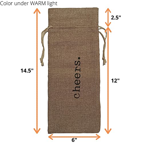 Supply Friend BURLAPWINEBAG-12PC-CHEERS Burlap Wine Bag - 12 Jute Wine Bottle Gift Bags With Drawstring And "Cheers" Print - Gifting Supplies For Wedding thumb #1