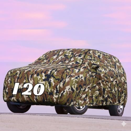 Image of Kayme UltraShield All Weather Premium i20 Car Cover 6-Layer Waterproof Fabric, UV & Heat Reflective - Rain, Sun & Dust & Bird‐Dropping Resistant, Indoor /Outdoor Full Body Protection - Jungle