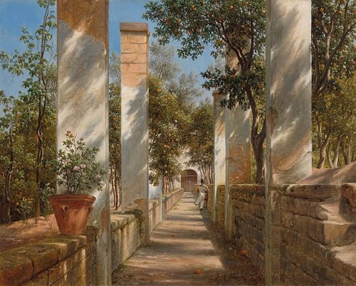 Art mural toile affiche de peinture Pergola avec des oranges par Fearnley salon 60x90cm