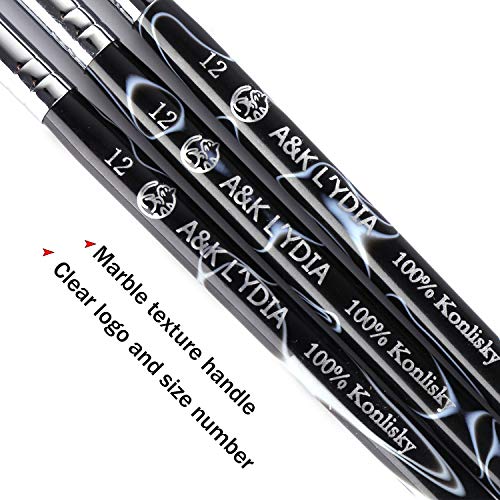 A&K L'ydia 2 Way Acrylic Professional Konlisky Sable Hair French Manicure Clean-Up Brush Nail Art Brush Bend Nail Dotting Pen Builder Extension Uv Gel Acrylic #12 #TOP2