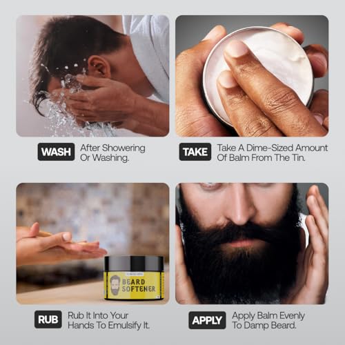 Image of RUBAB MEN 100% Boar Bristle Beard Brush + Shea Butter Infused Beard Softener Cream | Daily Beard Grooming Combo for Conditioning, Detangling, Softening & Itch-Free Care