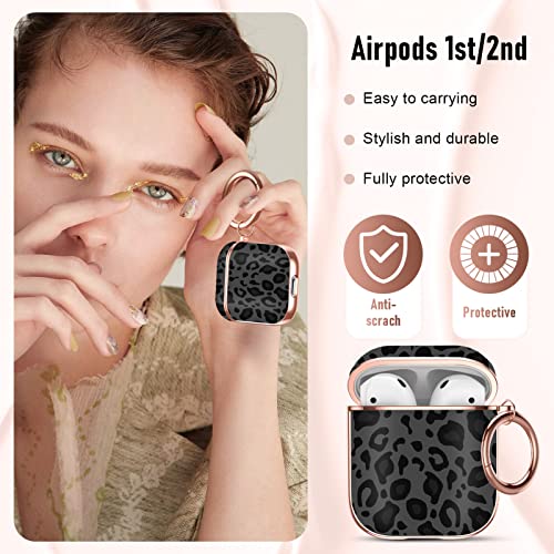 Maxjoy Airpods 1St & 2Nd Generation Case，Protective Shockproof Cover With Keychain Compatible ，Cute Airpods Case Cover, Apple Airpods Case ,For Girls And Women And Men （Leopard Print On Black） #TOP3