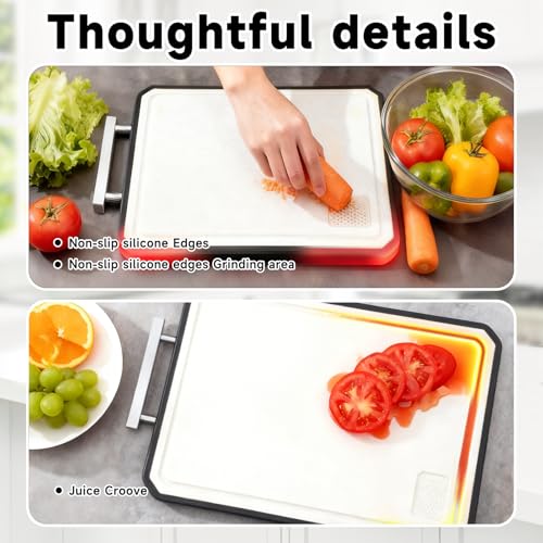 Tabla de Cortar Grande de Acero Inoxidable 2-en-1 Doble Cara, Antitóxica, Apta para Alimentos, Fácil de Limpiar, Muy Grande miniatura 2