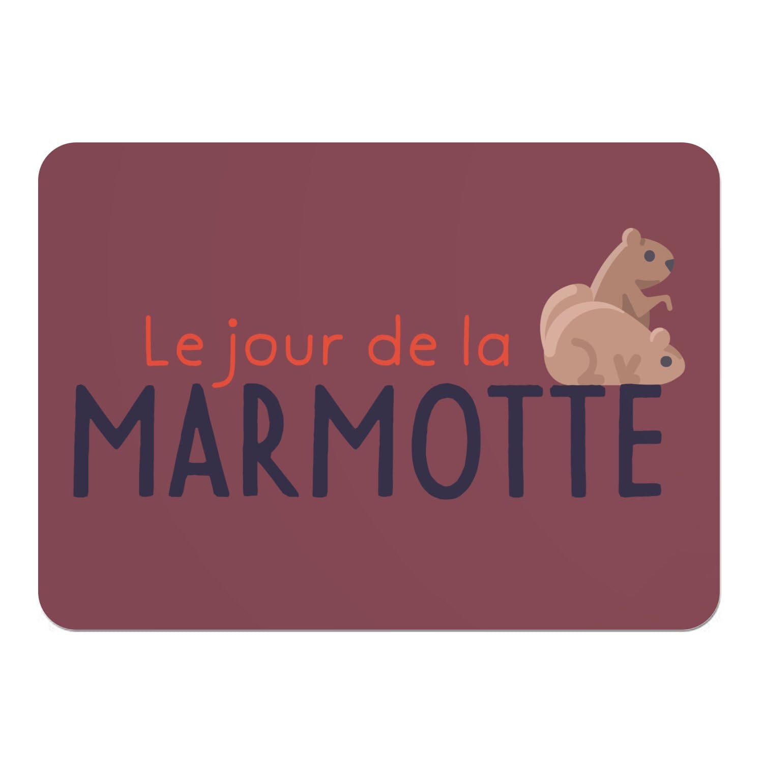 Sets de table grand format 39,5 x 28,5 cm - 4 Napperons liège rouge motif humour Marmotte