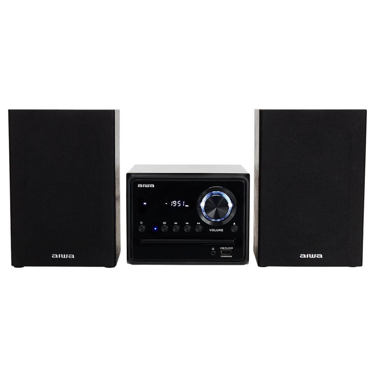 AIWA - MCBT-350, Mini Sistema Hi Fi Classe D 20 Watt, Lettore CD MP3, Bluetooth 4.2 Wireless, Radio FM Digitale 40 Stazioni, USB Riproduzione Ricarica, Ingressi RCA, Uscita Cuffie, Telecomando